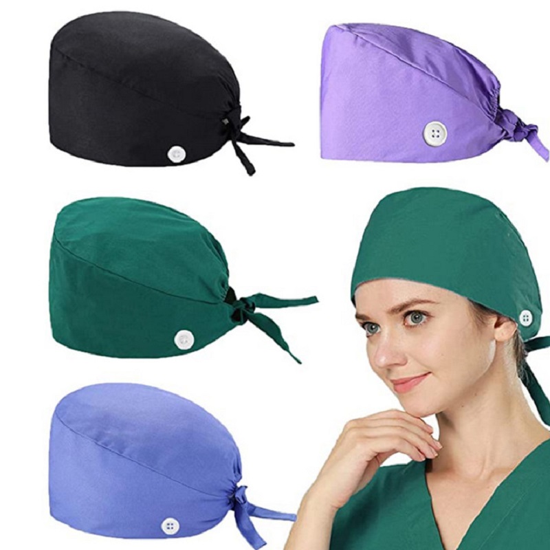 thumbnail image 2 of Gorro de enfermera de 4 Uds. gorro sanitario para laboratorio de enfermería gorro de trabajo para operador a prueba de polvo, 2 of 2