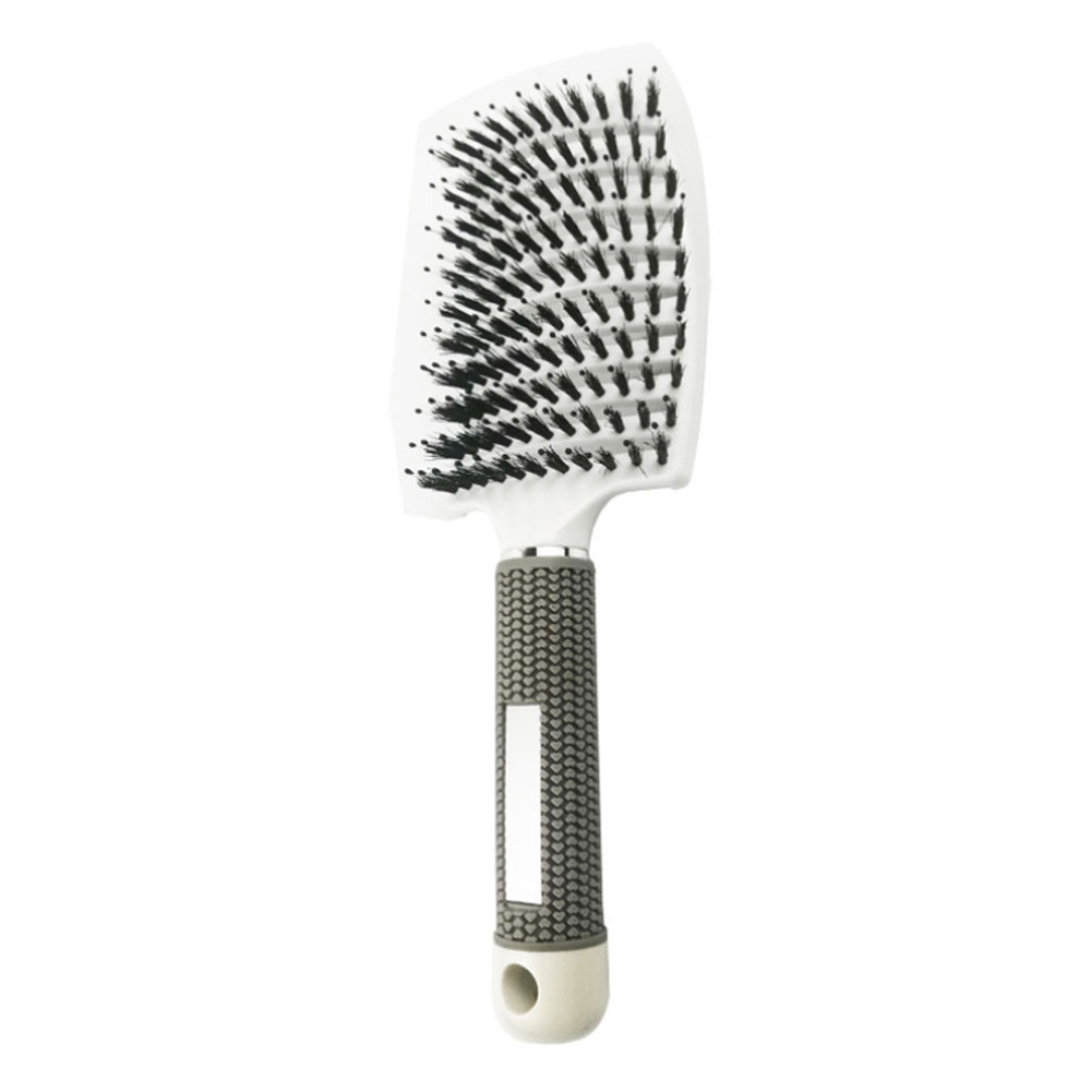 thumbnail image 2 of Peine de masaje de cabeza de cepillo de pelo de cerdas de jabalí curvo para hombres para peinado de peluquería, 2 of 2