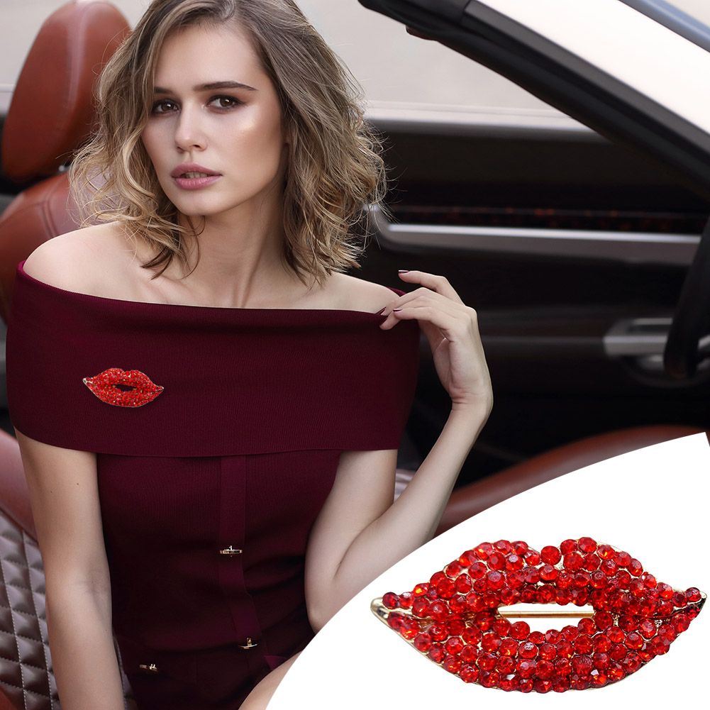 thumbnail image 4 of Broches Disfraz Labios Cristal para Mujer Creativa Con Pin Beso (rojo), 4 of 9
