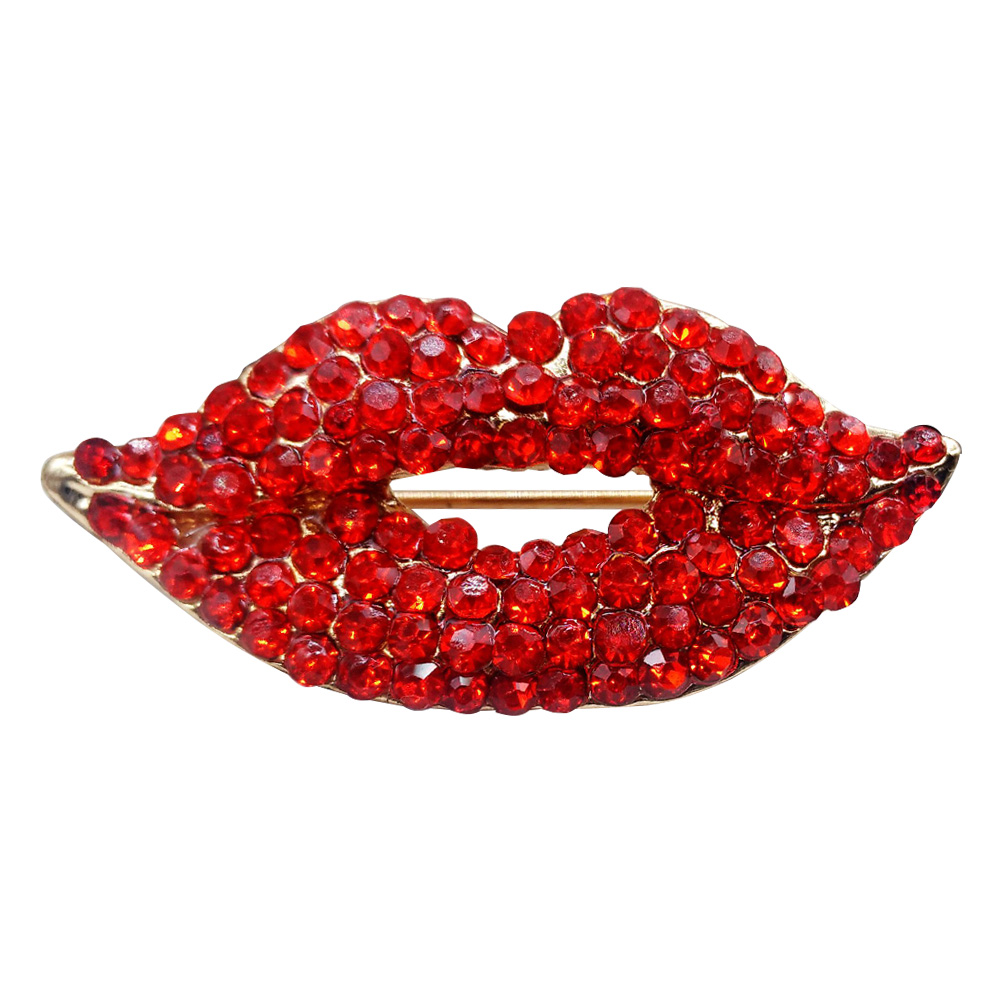 thumbnail image 3 of Broches Disfraz Labios Cristal para Mujer Creativa Con Pin Beso (rojo), 3 of 9